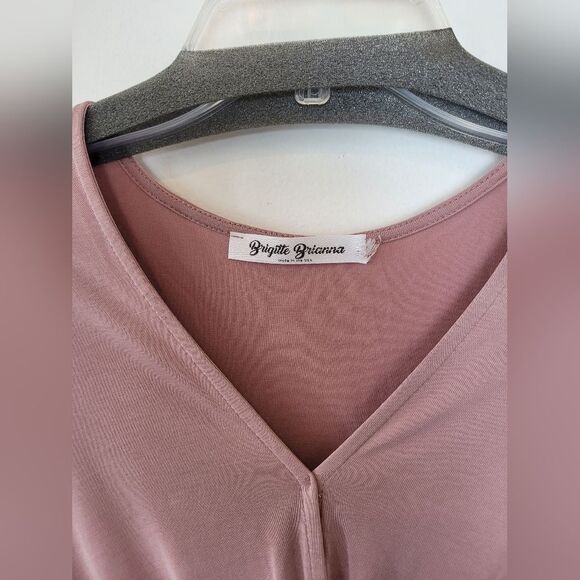 Brigitte Brianna Midi Dress Twist Front Lavendar Purple Modal Cotton Medium - Picture 9 of 11